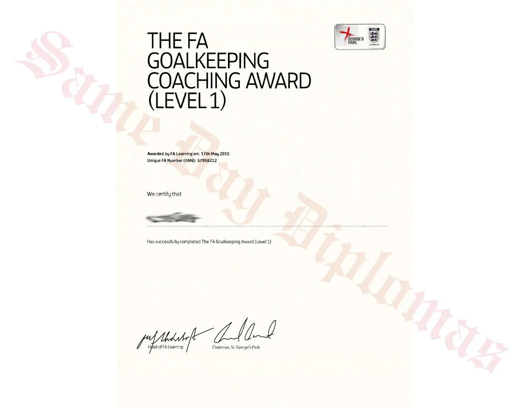 Certificate - Goalkeeping Coach