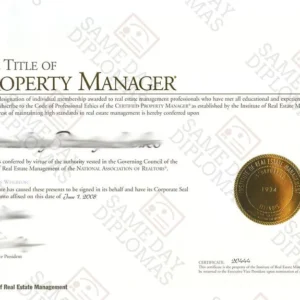 Certificate - Property Manager